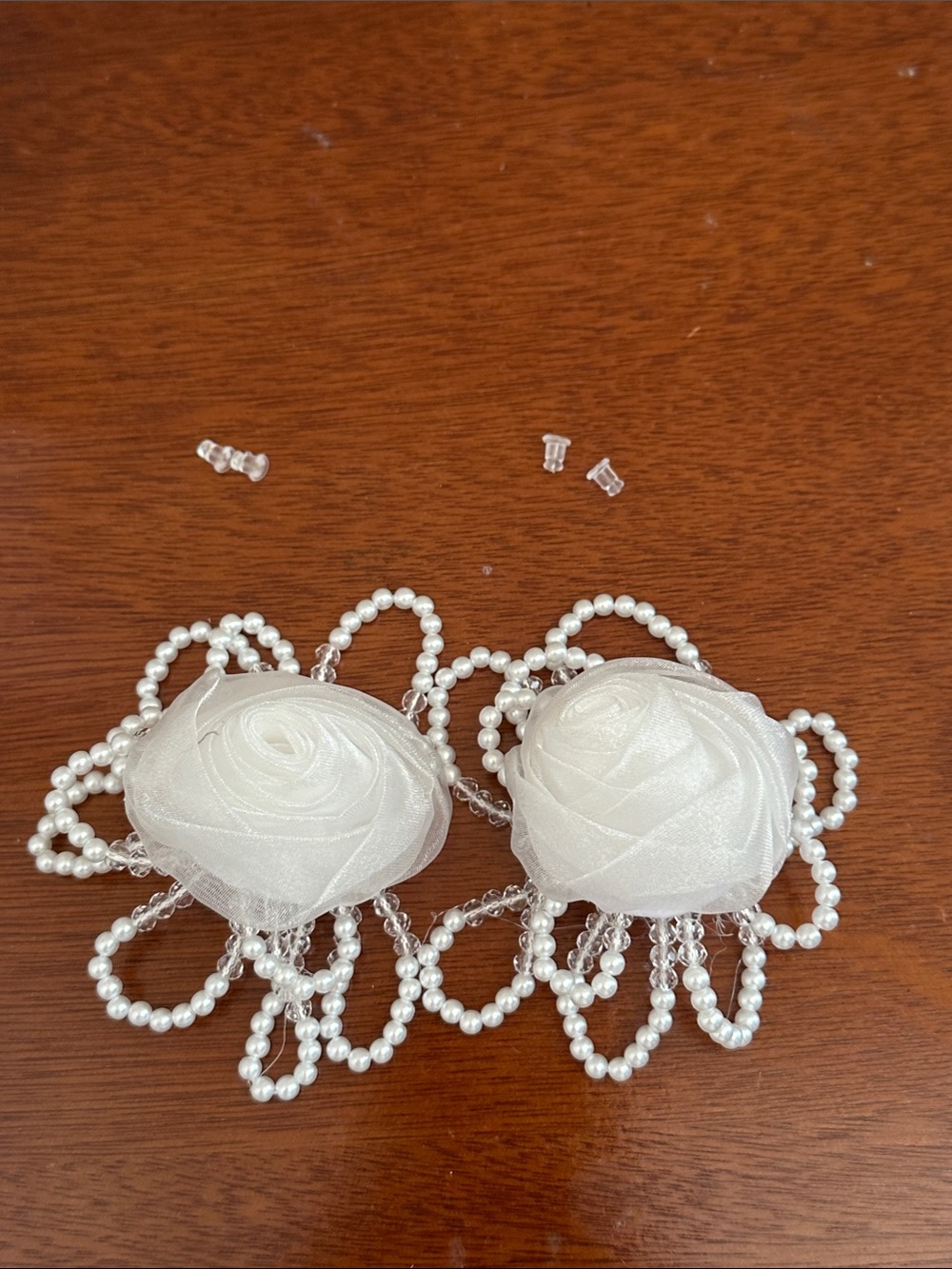 Fashion Jewelry Ivory Rose Pearl Loop Drop Earrings
